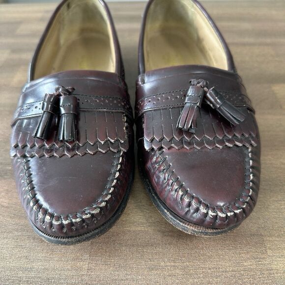 GH Bass Weejuns Leather Loafers Men 8.5D Wine Burgundy Tassel Kiltie Fringe main image 5